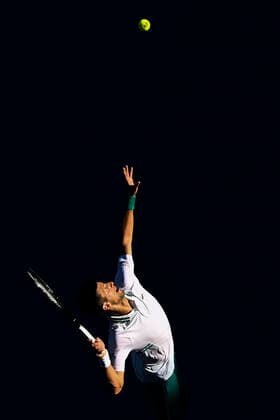 TENNIS AUSTRALIAN OPEN, Novak Djokovic of Serbia in action during his second Round Men s singles match against Frances Tiafoe of the United States of America on Day 3 of the Australian Open at Melbourne Park in Melbourne, Wednesday, February 10, 2021. ( NO ARCHIVING, EDITORIAL USE ONLY, NO USE IN BOOKS WITHOUT CONSENT MELBOURNE VIC AUSTRALIA  Copyright: xDAVExHUNTx 20210210001519559311