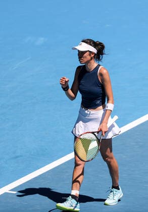 (210210) -- MELBOURNE, Feb. 10, 2021 -- Hsieh Su-Wei celebrates during the women s singles second round match between Hsieh Su-Wei of Chinese Taipei and Bianca Andreescu of Canada at the Australian Open in Melbourne Park, Melbourne, Australia on Feb. 10, 2021. ) (SP)AUSTRALIA-MELBOURNE-TENNIS-AUSTRALIAN OPEN-DAY 3 BaixXuefei 