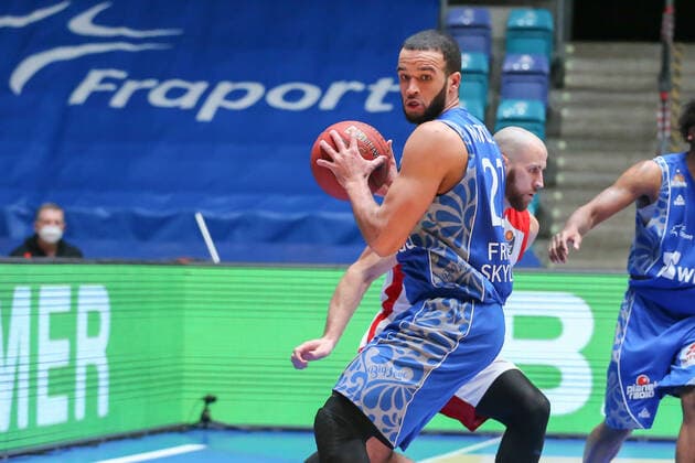 Basketball Bundesliga,Fraport Skyliners Brose Bamberg,2021 02 09,GER, im Moore Rasheed, Fraport Skyliners, 20 , ,Eibner Pressefoto Uli Scherbaum Fraport Skyliners Brose Bamberg Frankfurt Copyright: xEibner-Pressefoto UlrichxScherbaumx EP_usm