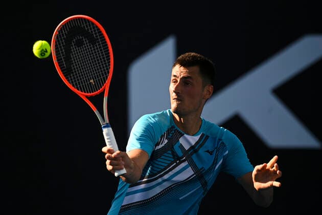 TENNIS AUSTRALIAN OPEN, Bernard Tomic of Australia in action during his second Round Men s singles match against Denis Shapovalov of Canada on Day 3 of the Australian Open at Melbourne Park in Melbourne, Wednesday, February 10, 2021. ( NO ARCHIVING, EDITORIAL USE ONLY, NO USE IN BOOKS WITHOUT CONSENT MELBOURNE VIC AUSTRALIA  Copyright: xDEANxLEWINSx 20210210001519562069