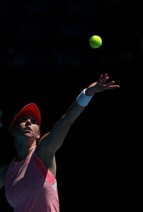 (210210) -- MELBOURNE, Feb. 10, 2021 -- Nina Stojanovic of Serbia serves during the women s singles second round match between Nina Stojanovic of Serbia and Serena Williams of the United States at Australian Open in Melbourne Park, Melbourne, Australia, Feb. 10, 2021. ) (SP)AUSTRALIA-MELBOURNE-TENIS-AUSTRALIAN OPEN BaixXuefei 
