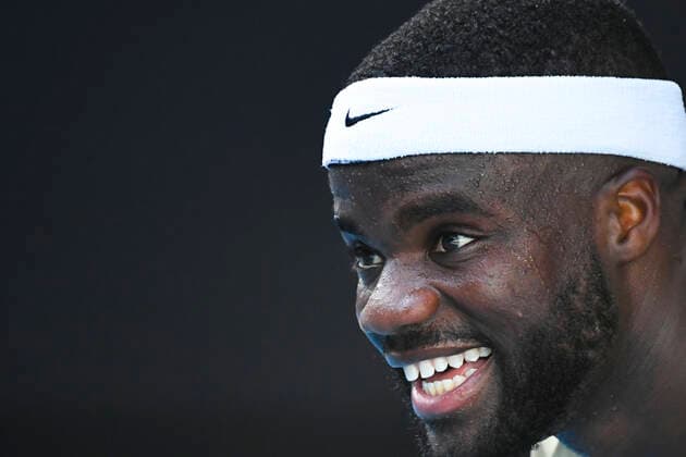 TENNIS AUSTRALIAN OPEN, Frances Tiafoe of the United States of America reacts during his second Round Men s singles match against Novak Djokovic of Serbia on Day 3 of the Australian Open at Melbourne Park in Melbourne, Wednesday, February 10, 2021. ( NO ARCHIVING, EDITORIAL USE ONLY, NO USE IN BOOKS WITHOUT CONSENT MELBOURNE VIC AUSTRALIA  Copyright: xDAVExHUNTx 20210210001519570937