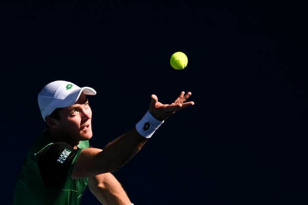 Dominik Koepfer,serve,ball throw, Copyright: xJuergenxHasenkopfx