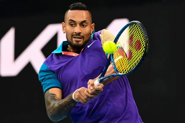 TENNIS AUSTRALIAN OPEN, Nick Kyrgios of Australia in action during his second Round Men s singles match against Ugo Humbert of France on Day 3 of the Australian Open at Melbourne Park in Melbourne, Wednesday, February 10, 2021. ( NO ARCHIVING, EDITORIAL USE ONLY, NO USE IN BOOKS WITHOUT CONSENT MELBOURNE VIC AUSTRALIA  Copyright: xDAVExHUNTx 20210210001519578990