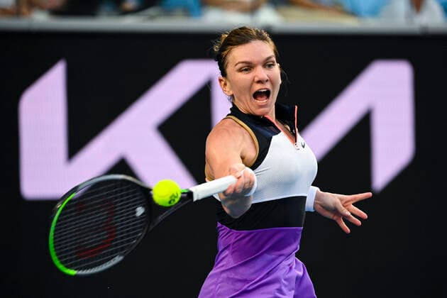 TENNIS AUSTRALIAN OPEN, Simona Halep of Romania in action during her second Round Women s singles match against Ajla Tomljanovic of Australia on Day 3 of the Australian Open at Melbourne Park in Melbourne, Wednesday, February 10, 2021. ( NO ARCHIVING, EDITORIAL USE ONLY, NO USE IN BOOKS WITHOUT CONSENT MELBOURNE VIC AUSTRALIA  Copyright: xDEANxLEWINSx 20210210001519583507