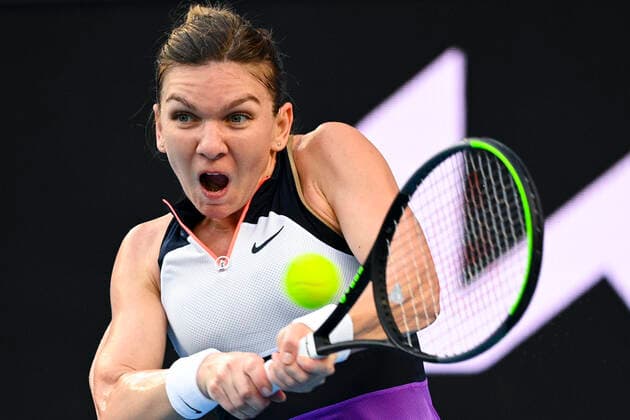 TENNIS AUSTRALIAN OPEN, Simona Halep of Romania in action during her second Round Women s singles match against Ajla Tomljanovic of Australia on Day 3 of the Australian Open at Melbourne Park in Melbourne, Wednesday, February 10, 2021. ( NO ARCHIVING, EDITORIAL USE ONLY, NO USE IN BOOKS WITHOUT CONSENT MELBOURNE VIC AUSTRALIA  Copyright: xDEANxLEWINSx 20210210001519584084
