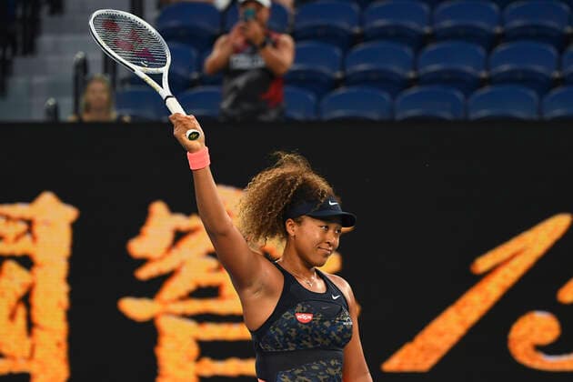 TENNIS AUSTRALIAN OPEN, Naomi Osaka of Japan reacts after winning her second Round Women s singles match against Caroline Garcia of France on Day 3 of the Australian Open at Melbourne Park in Melbourne, Wednesday, February 10, 2021. ( NO ARCHIVING, EDITORIAL USE ONLY, NO USE IN BOOKS WITHOUT CONSENT MELBOURNE VIC AUSTRALIA  Copyright: xJAMESxROSSx 20210210001519585725