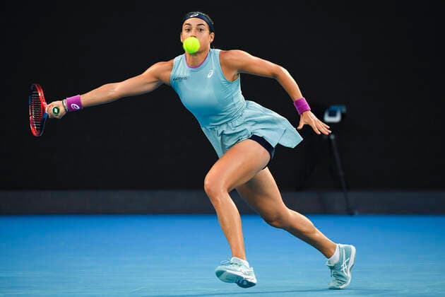 TENNIS AUSTRALIAN OPEN, Caroline Garcia of France in action during her second Round Women s singles match against Naomi Osaka of Japan on Day 3 of the Australian Open at Melbourne Park in Melbourne, Wednesday, February 10, 2021. ( NO ARCHIVING, EDITORIAL USE ONLY, NO USE IN BOOKS WITHOUT CONSENT MELBOURNE VIC AUSTRALIA  Copyright: xJAMESxROSSx 20210210001519586913