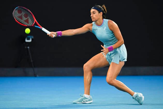 TENNIS AUSTRALIAN OPEN, Caroline Garcia of France in action during her second Round Women s singles match against Naomi Osaka of Japan on Day 3 of the Australian Open at Melbourne Park in Melbourne, Wednesday, February 10, 2021. ( NO ARCHIVING, EDITORIAL USE ONLY, NO USE IN BOOKS WITHOUT CONSENT MELBOURNE VIC AUSTRALIA  Copyright: xJAMESxROSSx 20210210001519587015