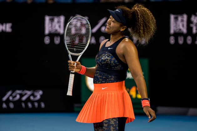 MELBOURNE, VIC - FEBRUARY 10: Naomi Osaka of Japan in action during round 2 of the 2021 Australian Open on February 10 2020, at Melbourne Park in Melbourne, Australia. (Photo by Jason Heidrich Icon Sportswire) TENNIS: FEB 10 Australian Open Icon2102101663