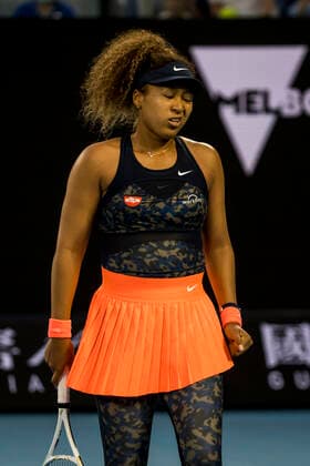 MELBOURNE, VIC - FEBRUARY 10: Naomi Osaka of Japan in action during round 2 of the 2021 Australian Open on February 10 2020, at Melbourne Park in Melbourne, Australia. (Photo by Jason Heidrich Icon Sportswire) TENNIS: FEB 10 Australian Open Icon2102101763