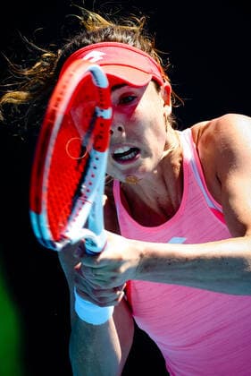 French Alize Cornet pictured in action at a tennis match between French Cornet and US Li, in the secound round of the women s singles competition of the Australian Open tennis Grand Slam, Wednesday 10 February 2021 in Melbourne Park, Melbourne, Australia. The 2021 edition of the Australian Grand Slam has been delayed by three week because of the ongoing pandemic. PATRICKxHAMILTON  x2641314x