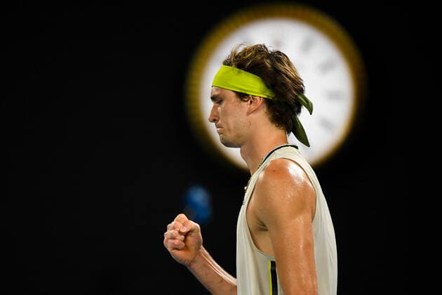 TENNIS AUSTRALIAN OPEN, Alexander Zverev of Germany reacts during his second Round Men s singles match against Maxime Cressy of the United States of America on Day 3 of the Australian Open at Melbourne Park in Melbourne, Wednesday, February 10, 2021. ( NO ARCHIVING, EDITORIAL USE ONLY, NO USE IN BOOKS WITHOUT CONSENT MELBOURNE VIC AUSTRALIA  Copyright: xJAMESxROSSx 20210210001519602207