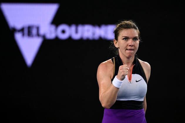 TENNIS AUSTRALIAN OPEN, Simona Halep of Romania celebrates after winning her second Round Women s singles match against Ajla Tomljanovic of Australia on Day 3 of the Australian Open at Melbourne Park in Melbourne, Wednesday, February 10, 2021. ( NO ARCHIVING, EDITORIAL USE ONLY, NO USE IN BOOKS WITHOUT CONSENT MELBOURNE VIC AUSTRALIA  Copyright: xDEANxLEWINSx 20210210001519603448