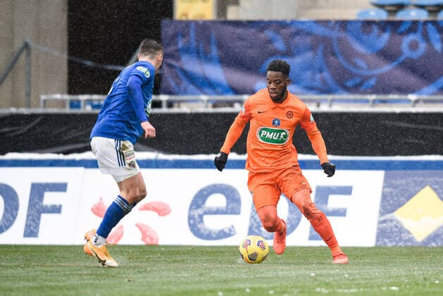 Wahi Sepe( Montpellier ) - FOOTBALL : Strasbourg vs Montpellier - Coupe de France - Strasbourg - 10 02 2021 FedericoPestellini Panoramic 