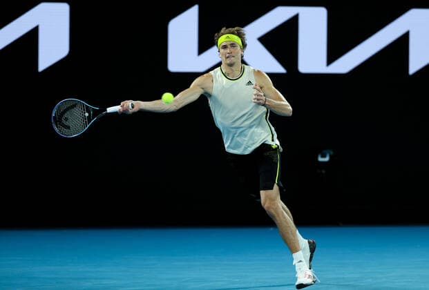 (210210) -- MELBOURNE, Feb. 10, 2021 -- Alexander Zverev of Germany returns a shot during the men s singles match against Maxime Cressy of the United States at Australian Open in Melbourne Park, in Melbourne, Australia, on Feb. 10, 2021. ) (SP)AUSTRALIA-MELBOURNE-TENNIS-AUSTRALIAN OPEN-DAY 3 BaixXuefei 