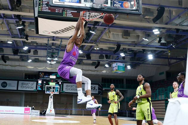 17 Matchday of the easyCredit BBL Basketball Bundesliga at Oberfrankenhalle in Bayreuth Bavaria Germany Season 2020 2021 Medi Bayreuth vs BG Goettingen Aubrey Dawkins BG Goettingen 24