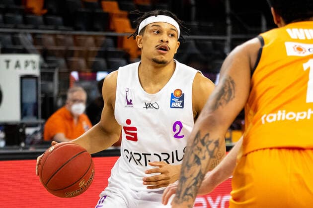 Nelson Weidemann BG Goettingen 02 GER, Ratiopharm Ulm vs BG Goettingen, easycredit 1 Bundesliga Basketball,18 Matchday, Season 2020 21, 12 02 2021 Ratiopharm Ulm vs BG Goettingen, 1 Basketball Bundesliga Neu Ulm Copyright: xEibner-Pressefoto RogerxBuerkex EP_EER