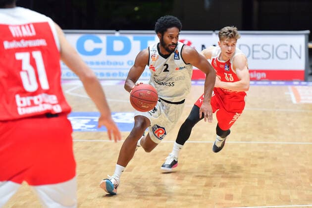 Chemnitz, Germany 12 February 2021 BBL 2020 2021 Niners Chemnitz vs Brose Bamberg Harris Terrell Chemnitz , Copyright: xFotostandx xDostmannx