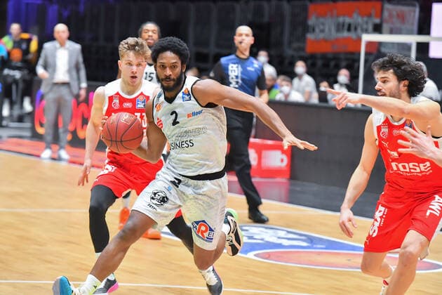 Chemnitz, Germany 12 February 2021 BBL 2020 2021 Niners Chemnitz vs Brose Bamberg Harris Terrell Chemnitz , Copyright: xFotostandx xDostmannx
