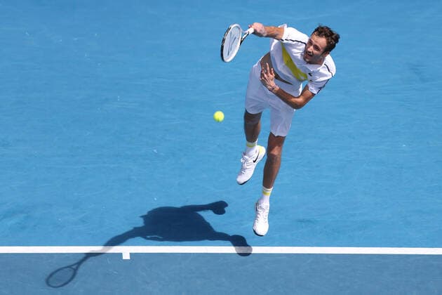 Daniil Medvedev, RUS, during third round of 2021 Australian Open in Melbourne, 13 02 2021