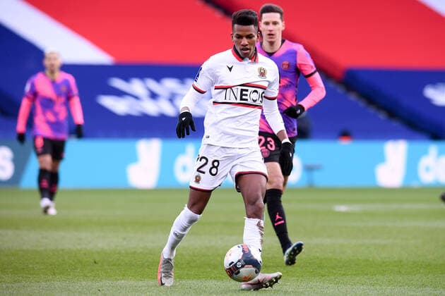 28 HICHAM BOUDAOUI (NICE) FOOTBALL : Paris SG vs Nice - Ligue 1 Uber Eats - 13 02 2021 FEP Panoramic 