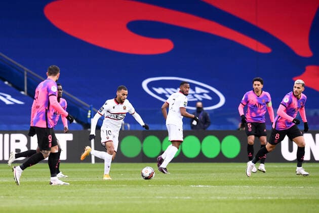 10 ALEXIS CLAUDE MAURICE (NICE) FOOTBALL : Paris SG vs Nice - Ligue 1 Uber Eats - 13 02 2021 FEP Panoramic 