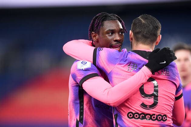 JOIE - FAIR PLAY - 18 BIOTY MOISE KEAN (PSG) FOOTBALL : Paris SG vs Nice - Ligue 1 Uber Eats - 13 02 2021 FEP Panoramic 