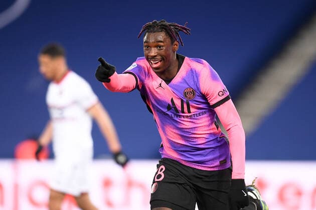 JOIE - 18 BIOTY MOISE KEAN (PSG) FOOTBALL : Paris SG vs Nice - Ligue 1 Uber Eats - 13 02 2021 FEP Panoramic 