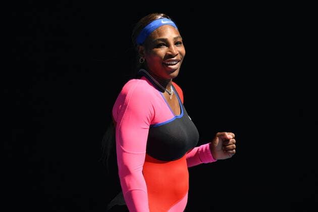 TENNIS AUSTRALIAN OPEN, Serena Williams of the United States celebrates after winning her fourth Round Women s singles match against Aryna Sabalenka of Belarus on Day 7 of the Australian Open at Melbourne Park in Melbourne, Sunday, February 14, 2021. ( NO ARCHIVING, EDITORIAL USE ONLY, NO USE IN BOOKS WITHOUT CONSENT MELBOURNE VIC AUSTRALIA  Copyright: xDAVExHUNTx 20210214001520485982