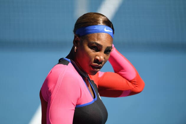 TENNIS AUSTRALIAN OPEN, Serena Williams of the United States during her fourth Round Women s singles match against Aryna Sabalenka of Belarus on Day 7 of the Australian Open at Melbourne Park in Melbourne, Sunday, February 14, 2021. ( NO ARCHIVING, EDITORIAL USE ONLY, NO USE IN BOOKS WITHOUT CONSENT MELBOURNE VIC AUSTRALIA  Copyright: xDAVExHUNTx 20210214001520486039