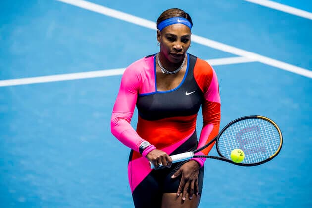 MELBOURNE, VIC - FEBRUARY 14: Serena Williams of the United States of America in action during round 4 of the 2021 Australian Open on February 14 2020, at Melbourne Park in Melbourne, Australia. (Photo by Jason Heidrich Icon Sportswire) TENNIS: FEB 14 Australian Open Icon2102140757