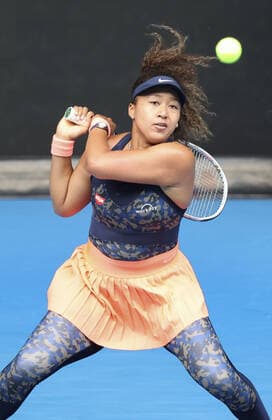 Tennis: Australian Open Naomi Osaka of Japan plays on her way to a 4-6, 6-4, 7-5 victory over Spain s Garbine Muguruza in the fourth round of the Australian Open in Melbourne on Feb. 14, 2021. 