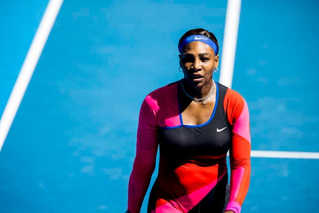 MELBOURNE, VIC - FEBRUARY 14: Serena Williams of the United States of America in action during round 4 of the 2021 Australian Open on February 14 2020, at Melbourne Park in Melbourne, Australia. (Photo by Jason Heidrich Icon Sportswire) TENNIS: FEB 14 Australian Open Icon2102141047