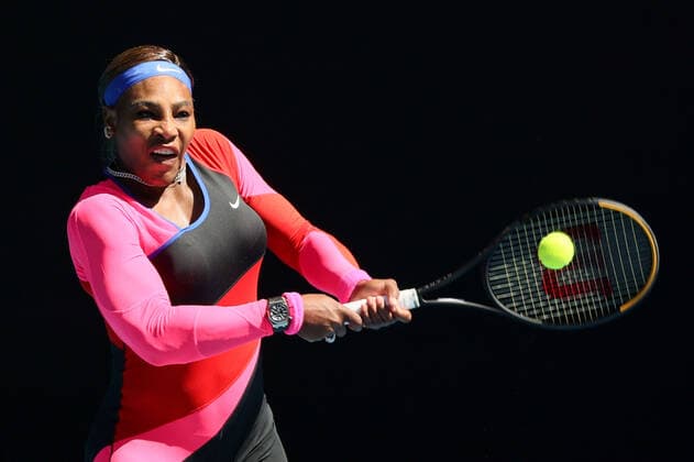 February 14, 2021: 10th seed Serena WILLIAMS of the USA in action against 7th seed Aryna SABALENKA of Belarus in a 4th round match on day 7 of the 2021 Australian Open on Rod Laver Arena, in Melbourne, Australia. Cal Media. Melbourne Australia - ZUMAc04_ 20210214_zaf_c04_025 Copyright: xSydneyxLowx