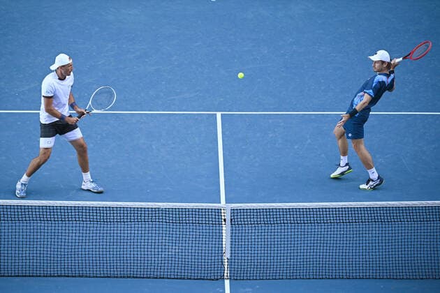 TENNIS AUSTRALIAN OPEN, Lukasz Kubot (R) of Poland and Wesley Koolhof of the Netherlands in action during their second Round Men s doubles match against Nick Kyrgios and Thanasi Kokkinakis of Australia on Day 7 of the Australian Open at Melbourne Park in Melbourne, Sunday, February 14, 2021. ( NO ARCHIVING, EDITORIAL USE ONLY, NO USE IN BOOKS WITHOUT CONSENT MELBOURNE VIC AUSTRALIA  Copyright: xDEANxLEWINSx 20210214001520492024