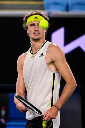 TENNIS AUSTRALIAN OPEN, Alexander Zverev of Germany reacts after winning his fourth Round Men s singles match against Dusan Lajovic of Serbia on Day 7 of the Australian Open at Melbourne Park in Melbourne, Sunday, February 14, 2021. ( NO ARCHIVING, EDITORIAL USE ONLY, NO USE IN BOOKS WITHOUT CONSENT MELBOURNE VIC AUSTRALIA  Copyright: xDEANxLEWINSx 20210214001520514792