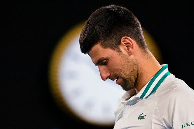TENNIS AUSTRALIAN OPEN, Novak Djokovic of Serbia reacts during his fourth Round Men s singles match against Milos Raonic of Canada on Day 7 of the Australian Open at Melbourne Park in Melbourne, Sunday, February 14, 2021. ( NO ARCHIVING, EDITORIAL USE ONLY, NO USE IN BOOKS WITHOUT CONSENT MELBOURNE VIC AUSTRALIA  Copyright: xDEANxLEWINSx 20210214001520525525