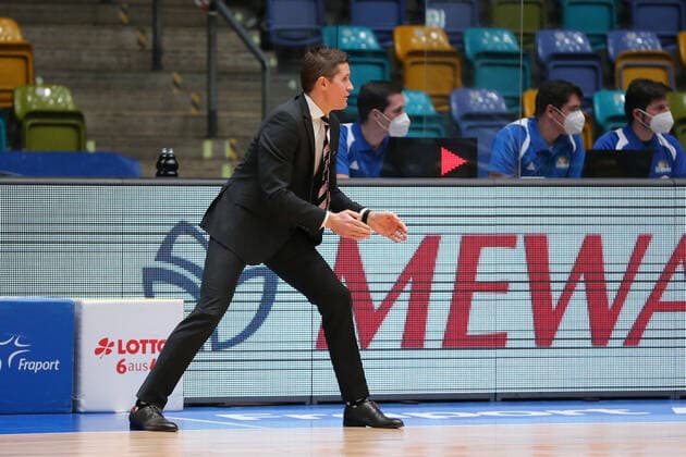 Basketball Bundesliga,Fraport Skyliners ratiopharm Ulm,2021 02 14,GER, im Holmann Jaka, HC ratiopharm Ulm , ,Eibner Pressefoto Uli Scherbaum Fraport Skyliners ratiopharm Ulm Frankfurt Copyright: xEibner-Pressefoto UlrichxScherbaumx EP_usm