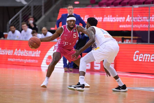 easyCredit BBL, Telekom Baskets Bonn vs Syntainics MBC, 14 02 2021 Josh Hagins Telekom Baskets Bonn 5 , easyCredit BBL, Telekom Baskets Bonn vs Syntainics MBC on 14 02 2021 at Telekom Dome Bonn, Bonn Nordrhein Westfalen Copyright: xBEAUTIFULxSPORTS Mueller-Laschetx
