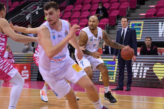 easyCredit BBL, Telekom Baskets Bonn vs Syntainics MBC, 14 02 2021 Sergio Kerusch Syntainics MBC 7 , easyCredit BBL, Telekom Baskets Bonn vs Syntainics MBC on 14 02 2021 at Telekom Dome Bonn, Bonn Nordrhein Westfalen Copyright: xBEAUTIFULxSPORTS Mueller-Laschetx