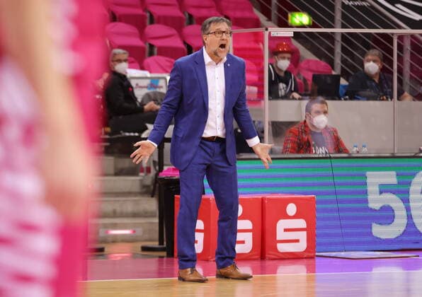 Telekom Baskets Bonn vs coach Silvano Poropat Syntainics MBC easyCredit BBL 1 Bundesliga , season 2020 2021 , matchday 19