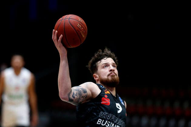 14 02 2021, easyCredit Basketball Bundesliga, BBL, season 2020 2021, men, Chemnitz Niners FC Bayern Munich Basketball Dominique Johnson, Niners Chemnitz Chemnitz Fair Chemnitz Saxony Germany