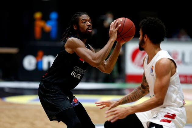 14 02 2021, easyCredit Basketball Bundesliga, BBL, season 2020 2021, men, Chemnitz Niners FC Bayern Munich Basketball Marcus Thornton, Niners Chemnitz Chemnitz Fair Chemnitz Saxony Germany