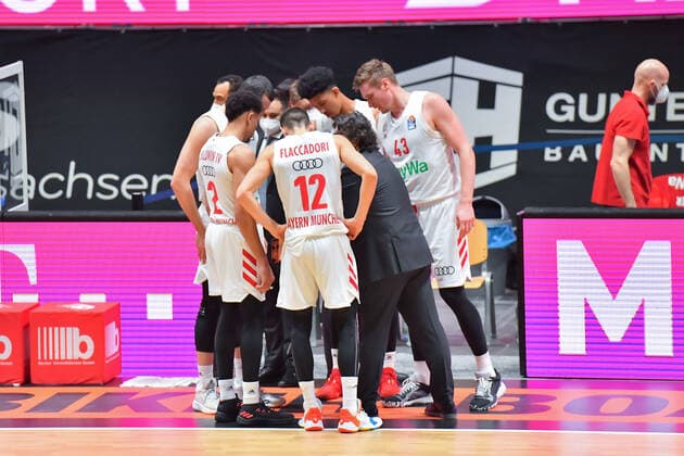 Chemnitz, Germany 14 February 2021 BBL 2020 2021 Niners Chemnitz vs FC Bayern Muenchen Team meeting FC Bayern Muenchen Copyright: xFotostandx xDostmannx