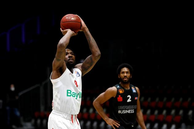 14 02 2021, easyCredit Basketball Bundesliga, BBL, season 2020 2021, men, Chemnitz Niners FC Bayern Munich Basketball Jalen Reynolds, FC Bayern Basketball Chemnitz Messe Chemnitz Sachsen Germany