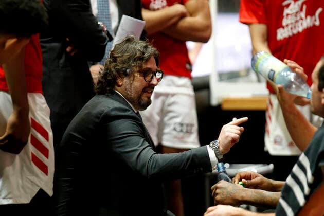14 02 2021, easyCredit Basketball Bundesliga, BBL, season 2020 2021, men, Chemnitz Niners FC Bayern Munich Basketball Andrea Trinchieri Headcoach , FC Bayern Basketball Chemnitz Messe Chemnitz Sachsen Germany