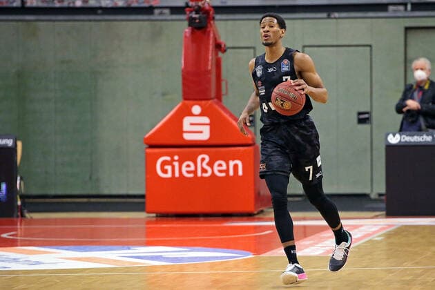 14 02 2021, xovx, Basketball BBL, JobStairs Gießen 46ers Hamburg Towers Kameron Taylor Hamburg Towers , Freisteller Gießen Sporthalle Gießen Ost Hessen Germany EN