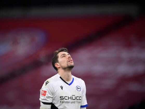 15 02 2021, Football 1 Bundesliga FC Bayern Bielefeld 15 02 2021, Football 1 Bundesliga 2020 2021, Matchday 21, FC Bayern München DSC Arminia Bielefeld, at Allianz Arena Munich Goalkeeper Stefan Ortega Moreno Bielefeld frustrated Photo Bernd Feil M i S Pool For journalistic use only DFL regulations prohibit any use of photographs as image sequences and or quasi video National and international NewsAgencies OUT Munich Allianz Arena Bayern Germany. Poolfoto ,EDITORIAL USE ONLY