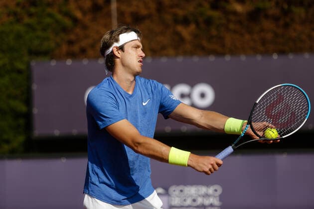 Concepcion 16 de febrero de 2021 El jugador chileno Nicolas Jarry, debuta en la segunda jornada del Cuadro ATP, Tennis Herren Challenger Concepción 2021. Pablo Hidalgo Aton Chile Cuadro ATP Challenger Concepción 2021